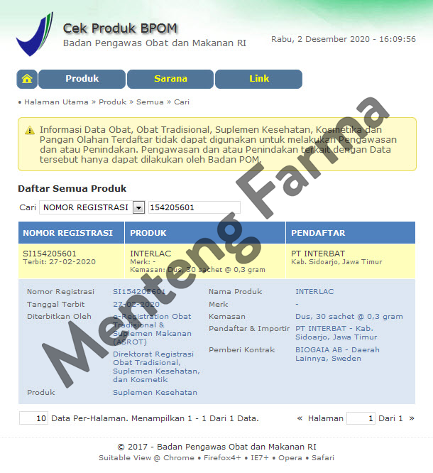 Interlac Sachet 0.3 Gram - Suplemen Kesehatan Saluran Cerna Anak - Menteng Farma