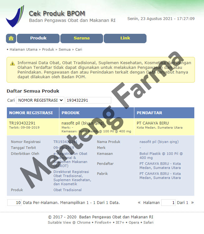 Nasofit Pil (Biyan Qing) - Pereda Selesma Pilek dan Hidung Tersumbat - Menteng Farma