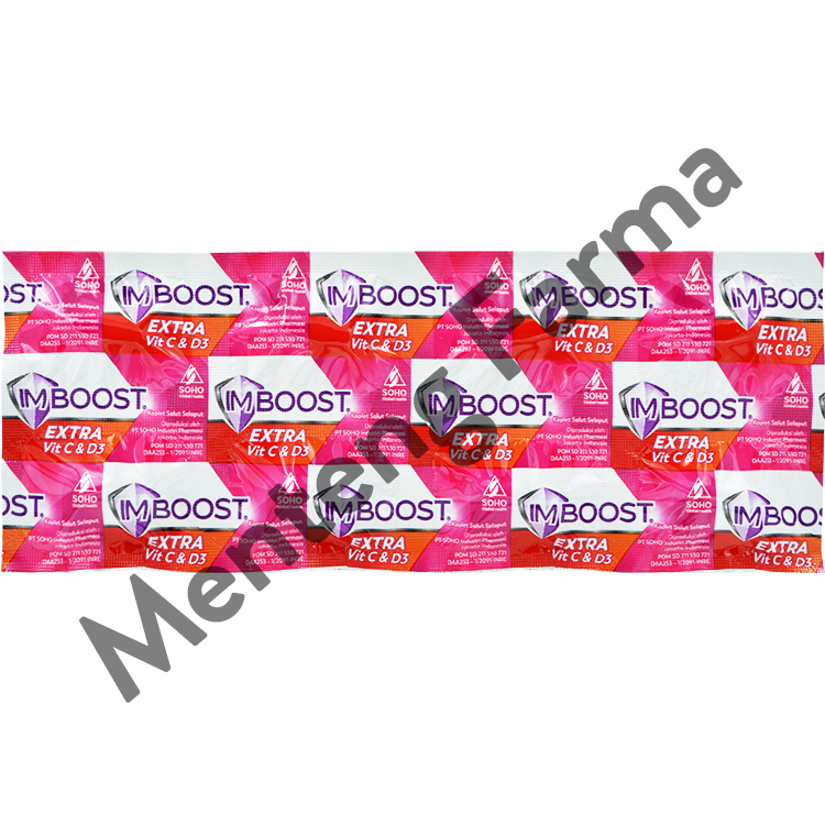 Imboost Extra Vit C & D3 Strip 8 Tablet - Suplemen Daya Tahan Tubuh - Menteng Farma