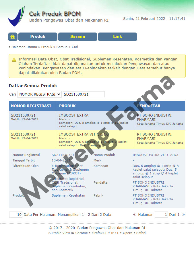 Imboost Extra Vit C & D3 Strip 8 Tablet - Suplemen Daya Tahan Tubuh - Menteng Farma