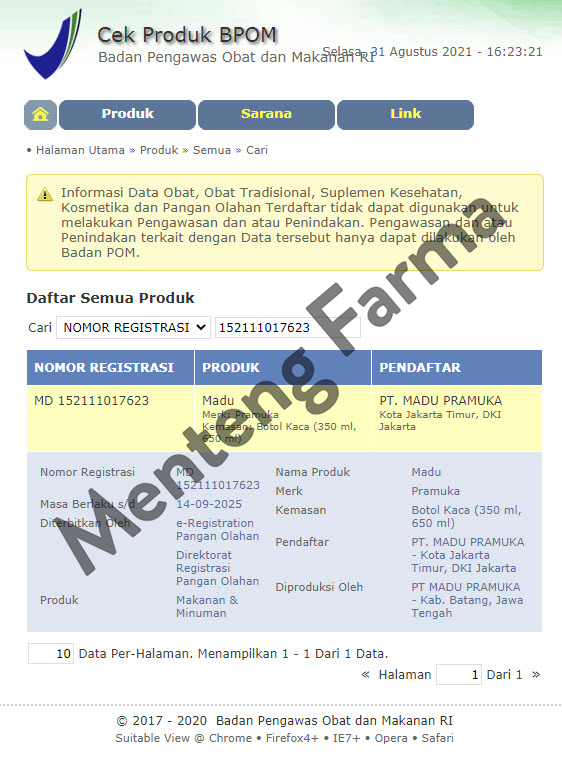 Madu Pramuka Super 650 mL - Madu Alami + Bee Pollen + Royal Jelly - Menteng Farma