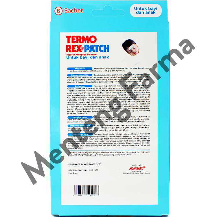 Termorex Patch Isi 6 Lembar - Plester Hidrogel Kompres Demam Anak - Menteng Farma