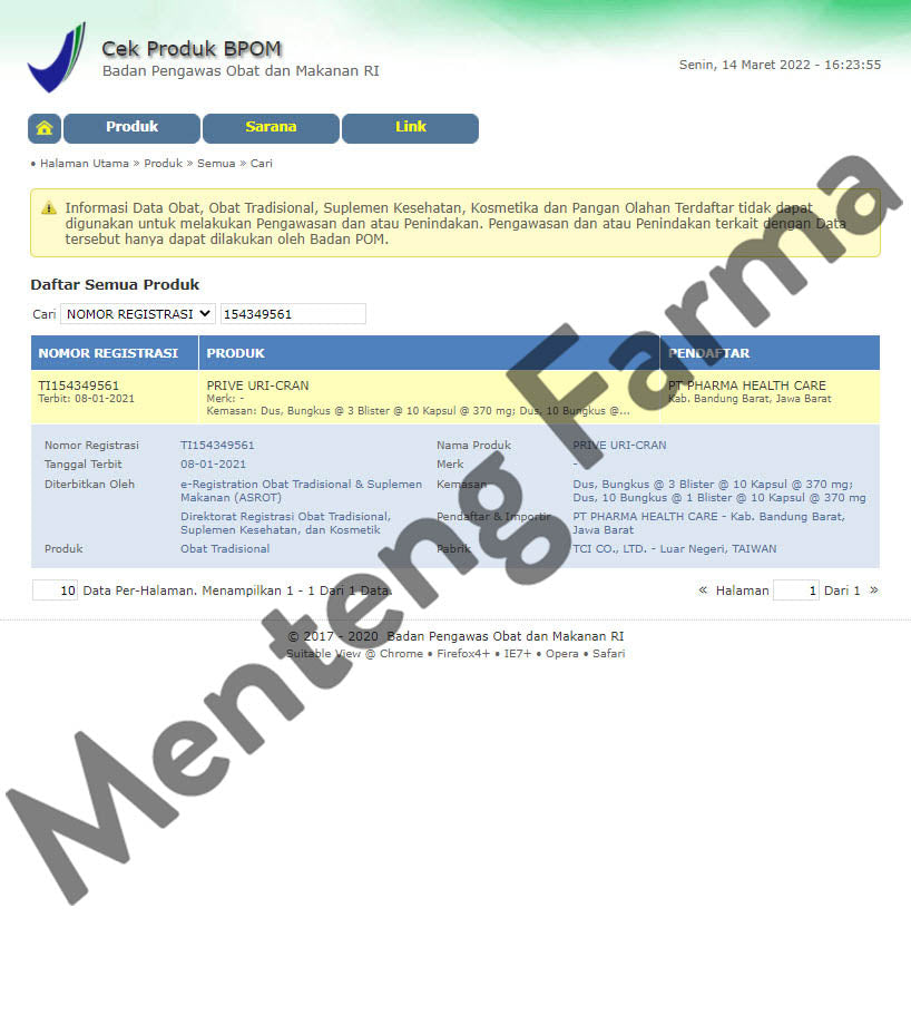 Prive Uricran 10 Kapsul - Suplemen Kesehatan Saluran Kemih - Menteng Farma