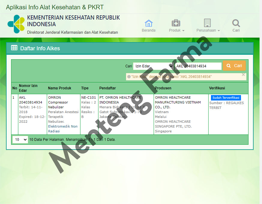 Omron Nebulizer NE C101 - Alat Bantu Pernapasan Portable - Menteng Farma