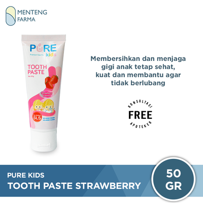 Pure Kids Toothpaste Strawberry 50 Gr - Pasta Gigi Anak Tanpa Detergen - Menteng Farma