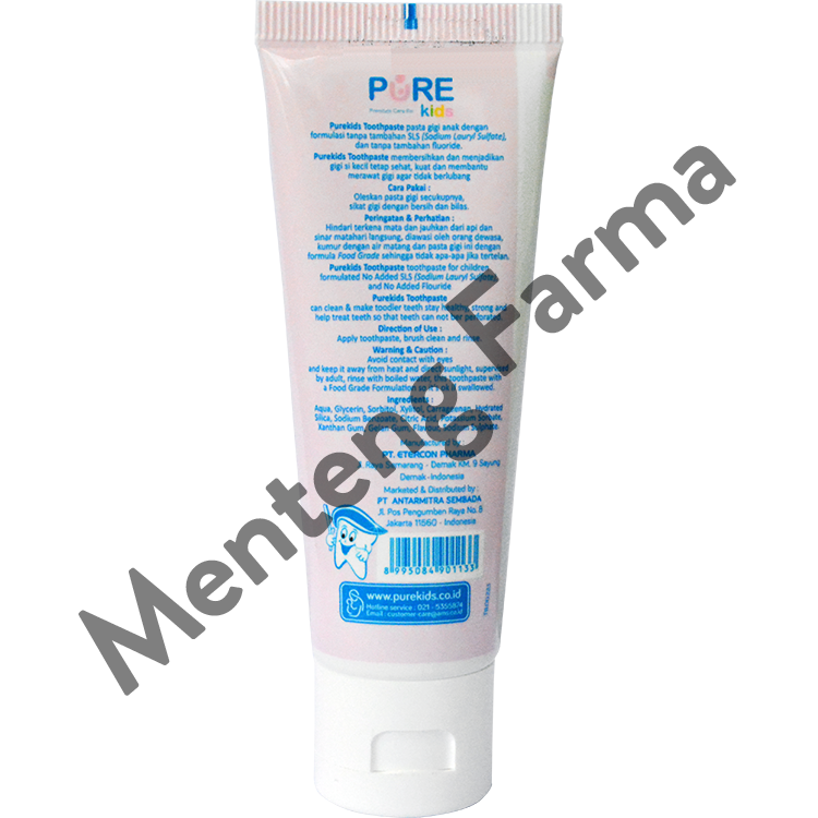 Pure Kids Toothpaste Strawberry 50 Gr - Pasta Gigi Anak Tanpa Detergen - Menteng Farma
