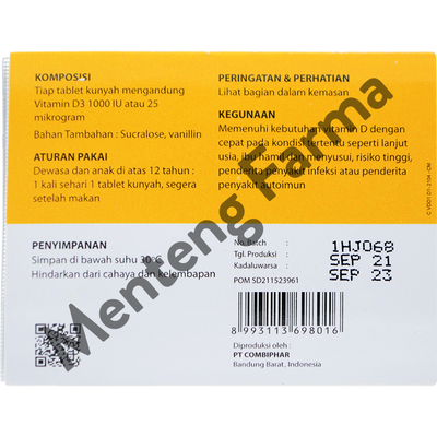 Fortiboost Vitamin D3 1000 IU 6 Tablet - Suplemen Vitamin D3 - Menteng Farma