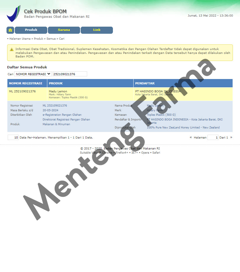 Clover Lemon Honey Hillary Farm 500 Gram - Menteng Farma