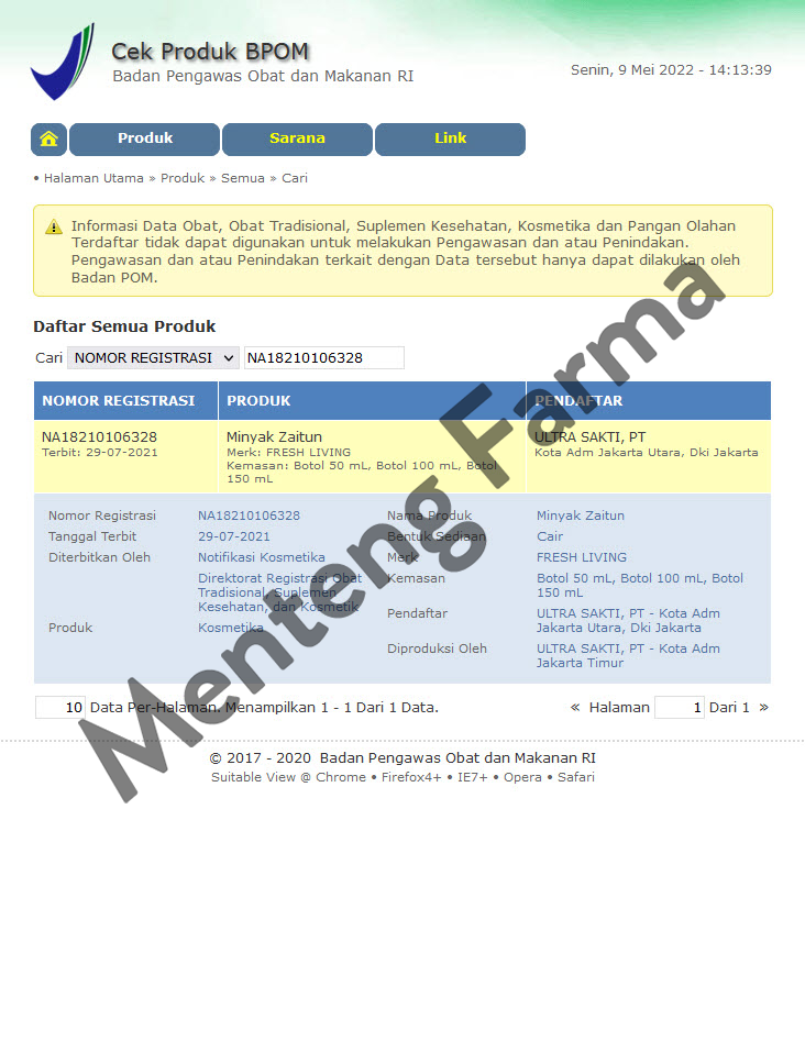 Fresh Living Minyak Zaitun 50 mL - Pelembap Kulit dan Minyak Pijat - Menteng Farma