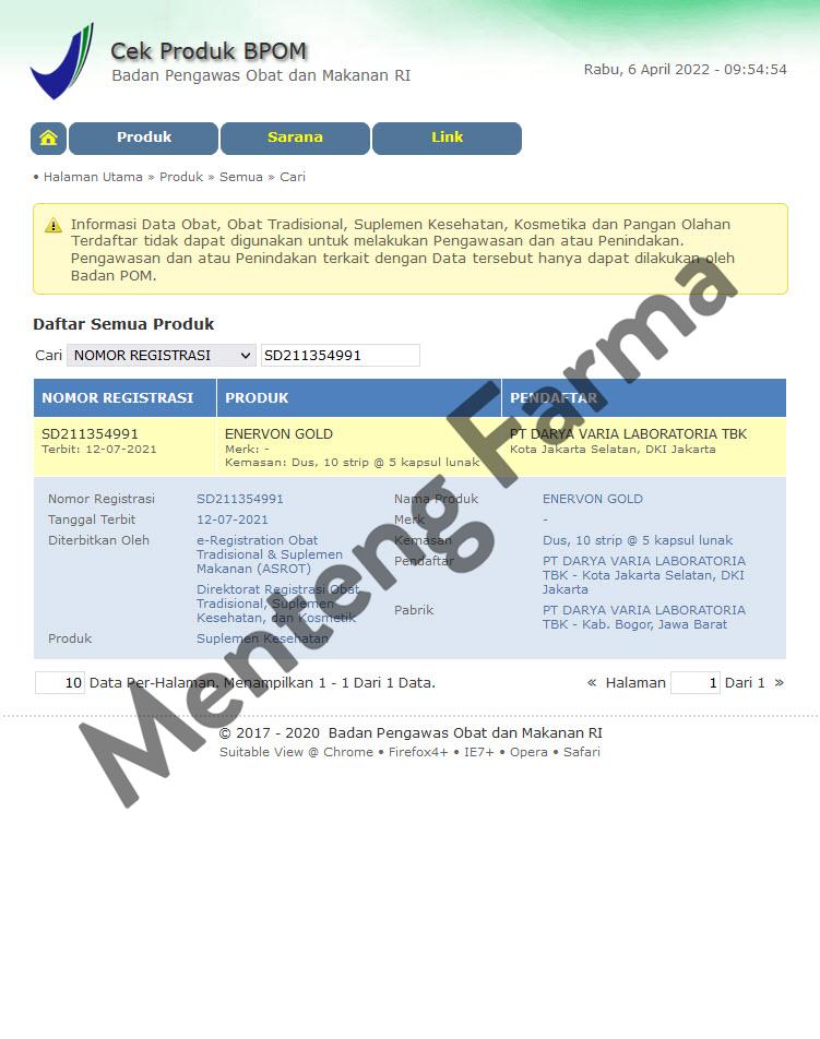 Enervon Gold 5 Kapsul - Multivitamin Khusus Lansia - Menteng Farma