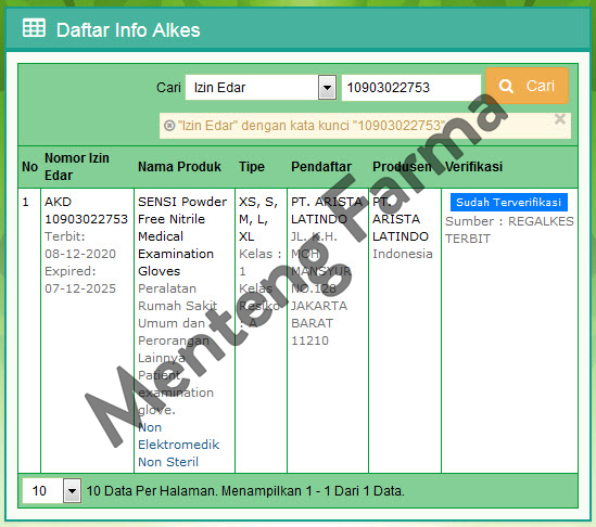 Sensi Sarung Tangan Nitrile Size L Isi 100 pcs - Non Latex Powder Free - Menteng Farma