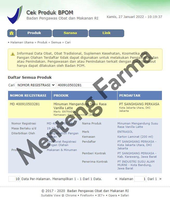 Entrasol RTD Vanilla Latte 200 mL - Susu Siap Minum Tinggi Kalsium Dewasa - Menteng Farma