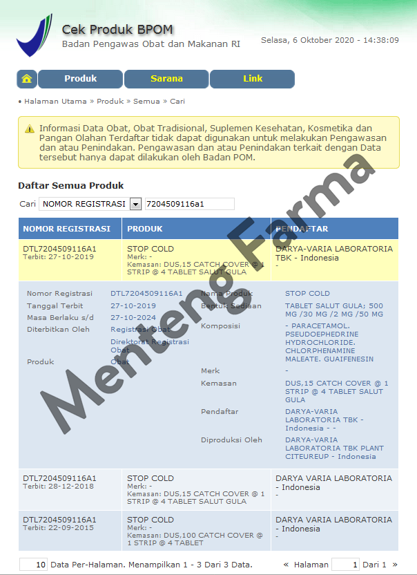 Stop Cold Strip 4 Tablet - Obat Flu dan Batuk - Menteng Farma