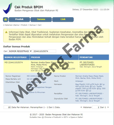 Permen Antangin 50 Butir - Permen Herbal Pelega dan Penyegar Tenggorokan - Menteng Farma