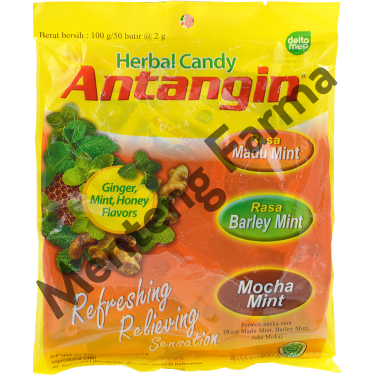 Permen Antangin 50 Butir - Permen Herbal Pelega dan Penyegar Tenggorokan - Menteng Farma