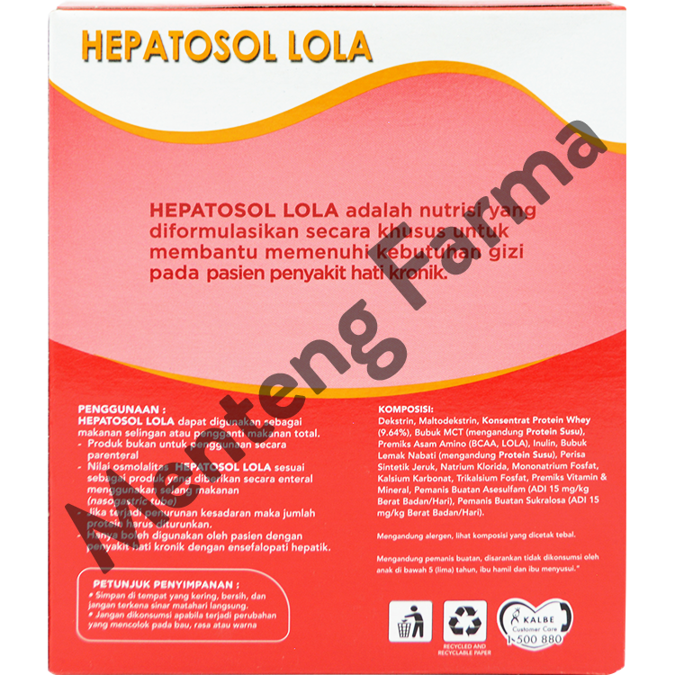 Hepatosol Lola Orange 249 Gram - Susu Nutrisi Khusus Pasien Gangguan Hati Berat - Menteng Farma