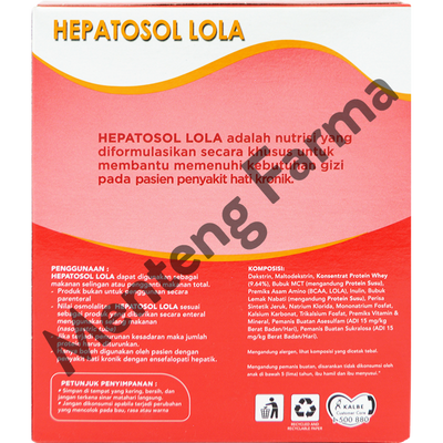 Hepatosol Lola Orange 249 Gram - Susu Nutrisi Khusus Pasien Gangguan Hati Berat - Menteng Farma