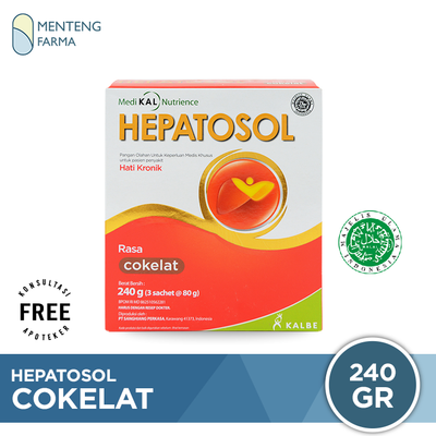 Hepatosol Chocolate 240 Gram - Susu Nutrisi Khusus Pasien Gangguan Hati Ringan - Menteng Farma
