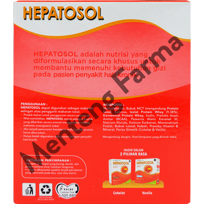 Hepatosol Chocolate 240 Gram - Susu Nutrisi Khusus Pasien Gangguan Hati Ringan - Menteng Farma