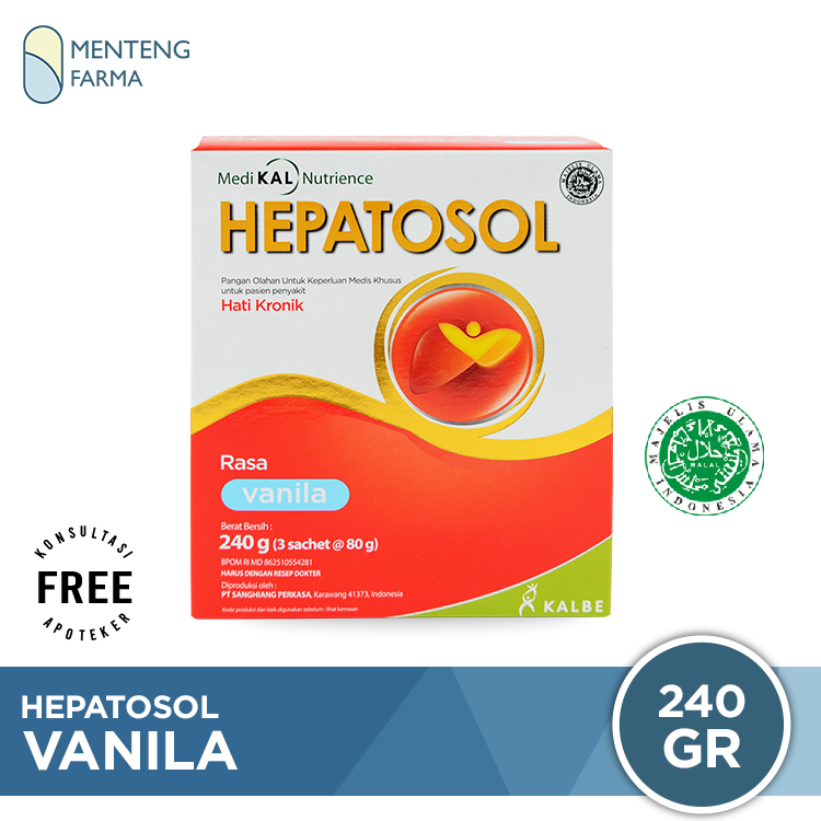 Hepatosol Vanila 240 Gram - Susu Nutrisi Khusus Pasien Gangguan Hati Ringan - Menteng Farma