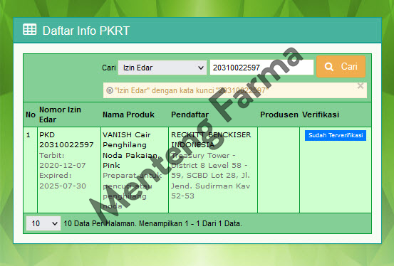 Vanish Cair Pink 500 mL - Penghilang Noda Pakaian Putih dan Bewarna - Menteng Farma