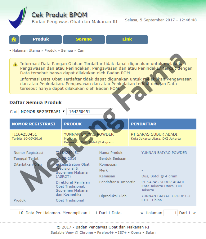 Yunnan Baiyao Powder - Menteng Farma