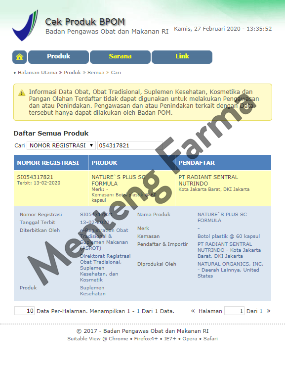 Natures Plus SC Formula 60 Kapsul - Suplemen Pengontrol Gula Darah - Menteng Farma