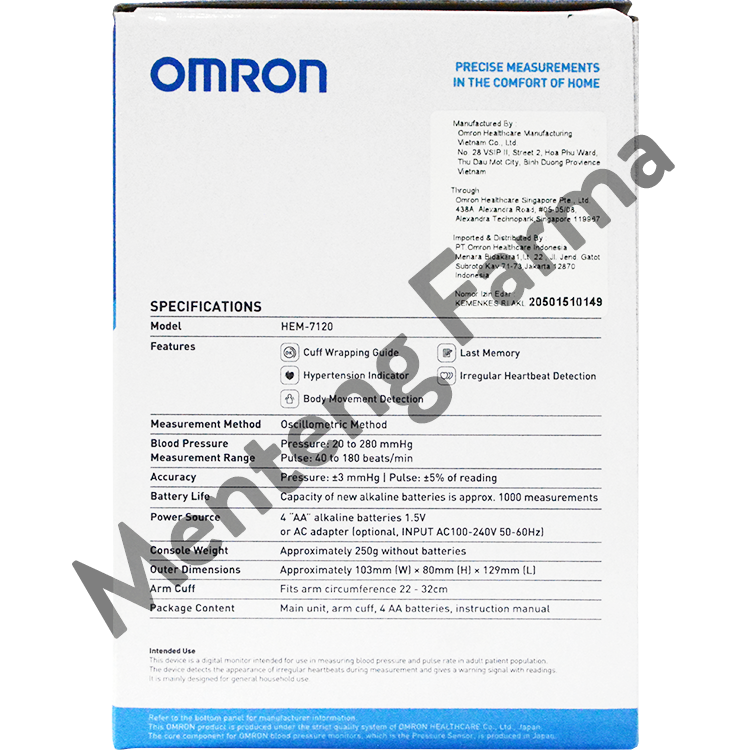 Tensimeter Digital Omron HEM 7120 - Alat Pengukur Tekanan Darah - Menteng Farma