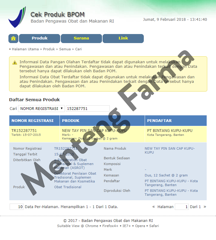 Tay Pin San Puyer Dus Isi 12 Sachet - Menteng Farma