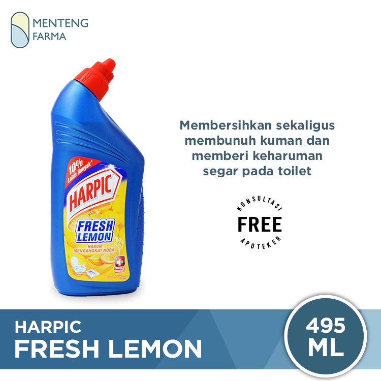 Harpic Fresh Lemon 495 ML - Pembersih Toilet Efektif Membunuh Kuman - Menteng Farma