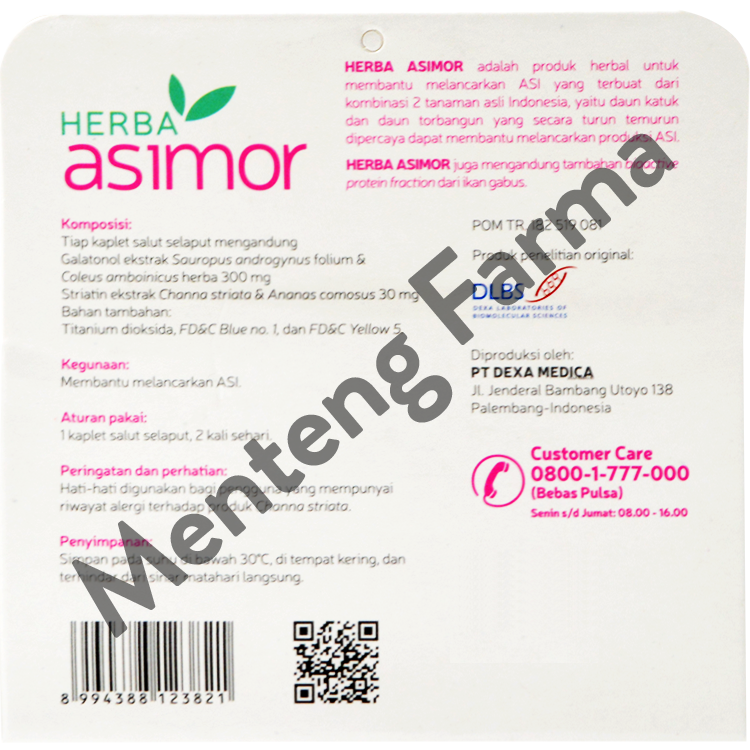 Herba Asimor 60 Kaplet - Suplemen ASI Booster / Pelancar ASI - Menteng Farma