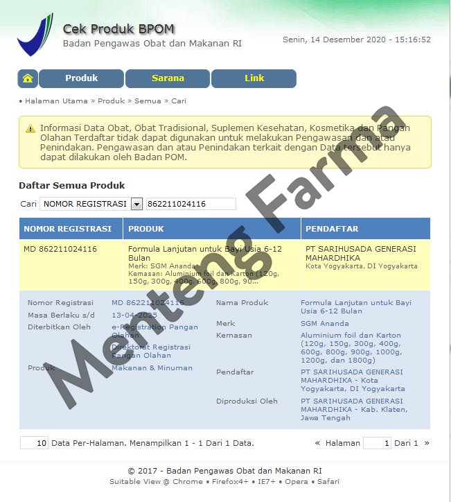 SGM Ananda 2 (6 - 12 Bulan) Formula Bayi Bubuk 1000 Gram - Menteng Farma