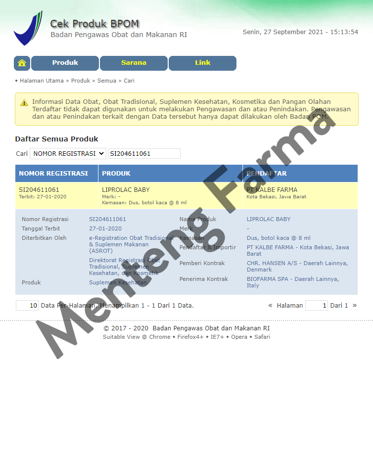 Liprolac Baby Drop 8 mL - Suplemen Probiotik dan Prebiotik Bayi - Menteng Farma