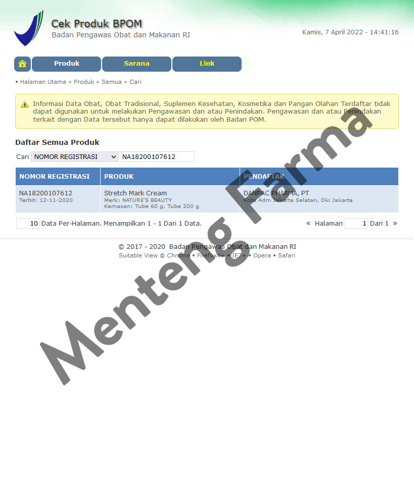 Nature's Beauty Stretch Mark Cream 60 Gr - Krim Stretch Mark - Menteng Farma