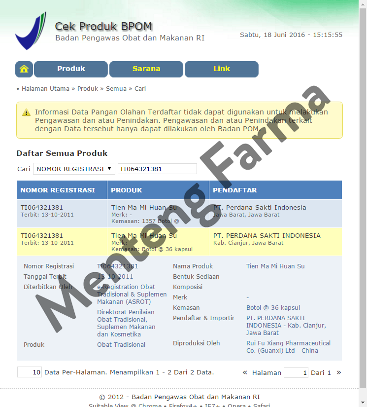 Tien Ma Mi Huan Su - Menteng Farma