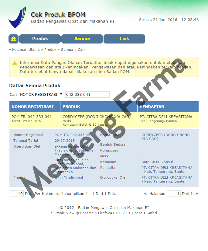 Dong Chong Xiacao Powder Capsule (Cordyceps) - Suplemen Diabetes, Daya Tahan Tubuh, Menyehatkan Paru-paru - Menteng Farma