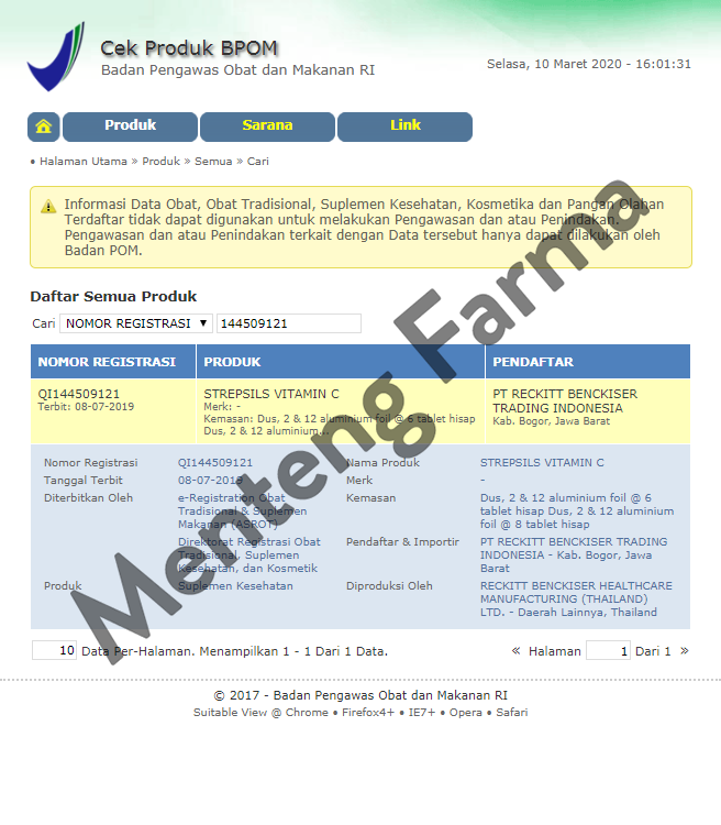 Strepsils Vitamin C Orange Flavor Sachet - Permen Pelega Tenggorokan - Menteng Farma