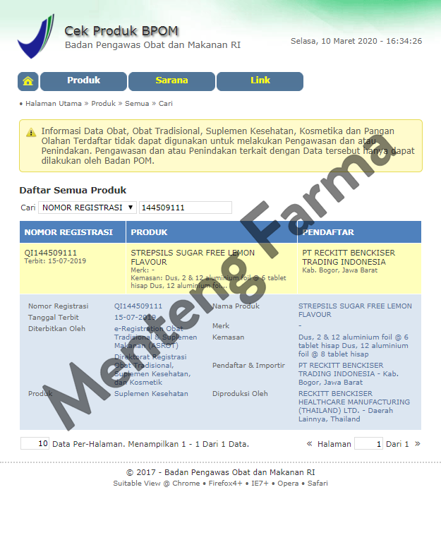 Strepsils Sugar Free Lemon Flavor Sachet - Permen Pelega Tenggorokan - Menteng Farma