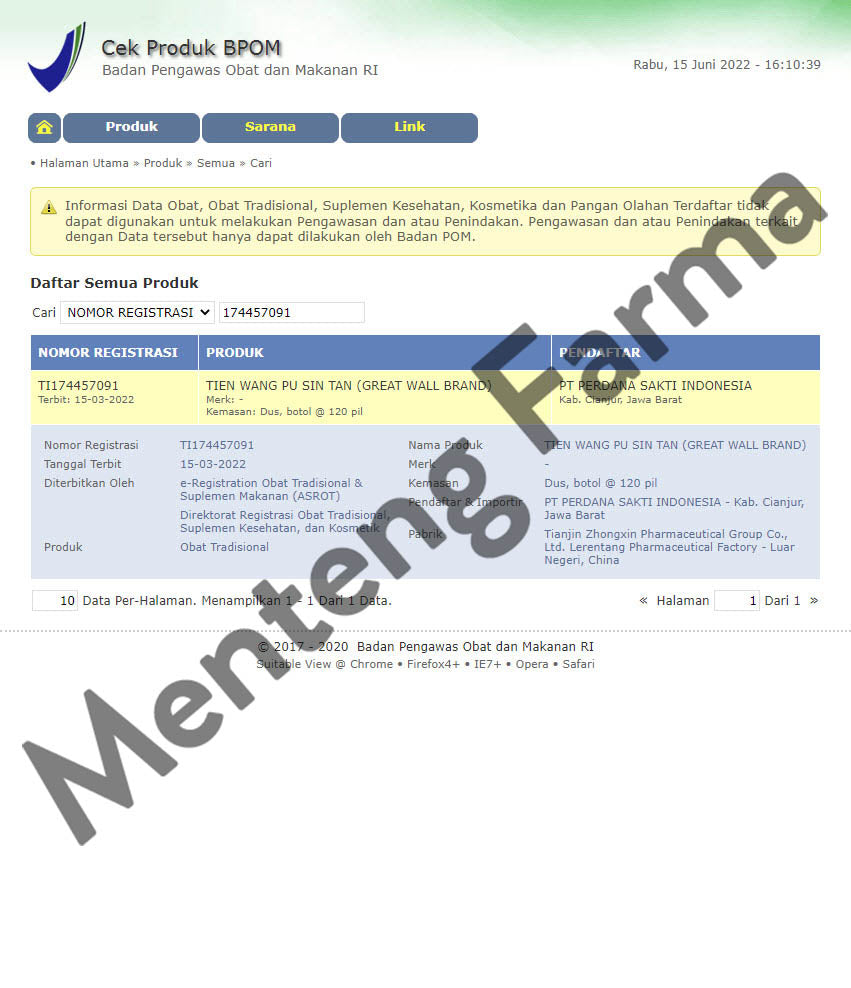 Tien Wang Pu Sin Tan - Menteng Farma