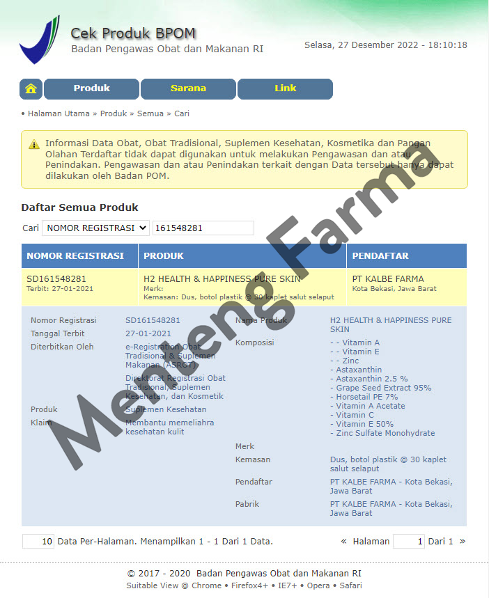 H2 Pure Skin 30 Kaplet - Suplemen Kesehatan Kulit Berjerawat - Menteng Farma