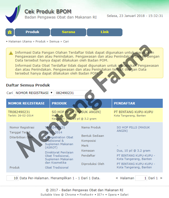 So Hup Yuen Cap Kupu-Kupu - Dus Besar Isi 10 Pil - Menteng Farma