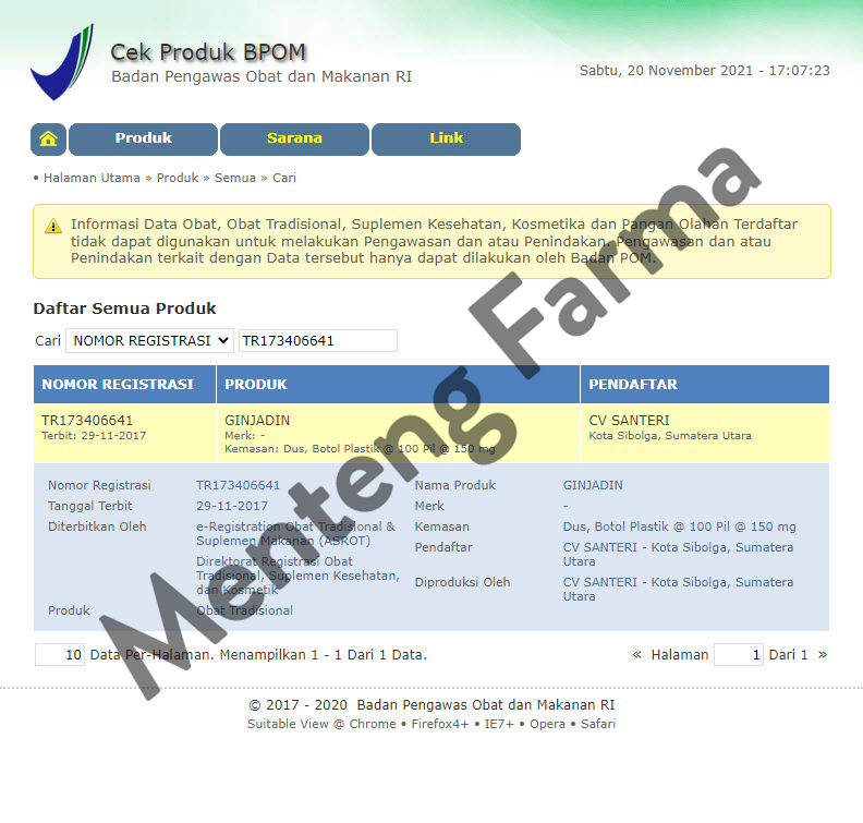 Ginjadin - Obat Kesehatan Ginjal - Menteng Farma