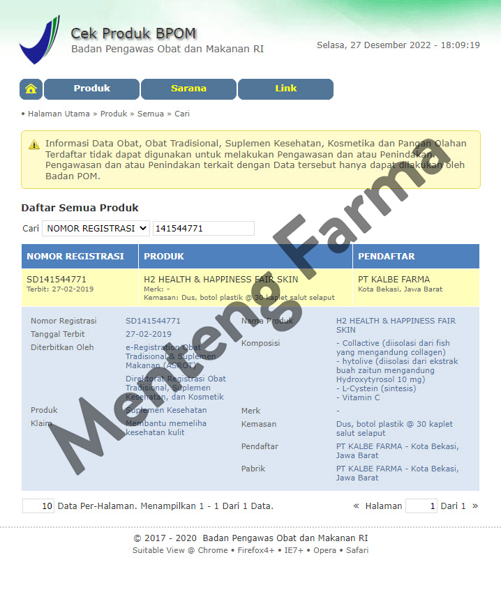 H2 Fair Skin 30 Kaplet - Suplemen Kesehatan Kulit Flek atau Noda Hitam - Menteng Farma