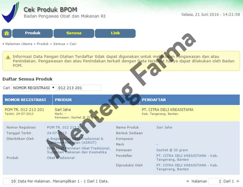 Sari Jahe 85 (Ginger Tea) - Teh Penghilang Masuk Angin, Hangat & Segar - Menteng Farma