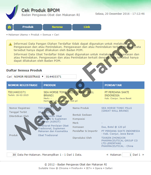 Sea Horse Tonic Pills - Menteng Farma