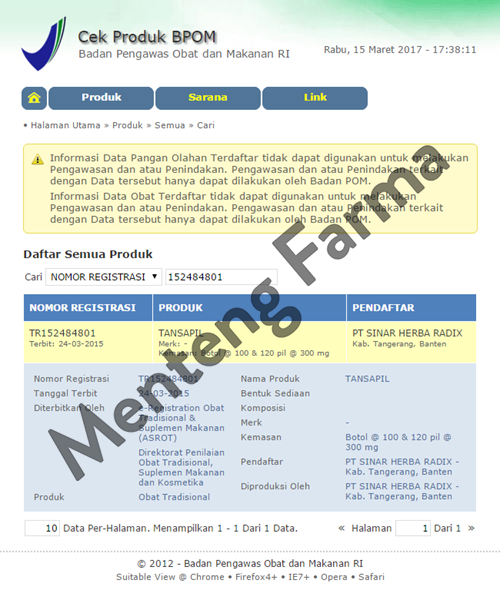 Tansapil - Obat Nyeri Sendi, Lutut, Pinggang, Otot Kaku dan Pegal Linu - Menteng Farma