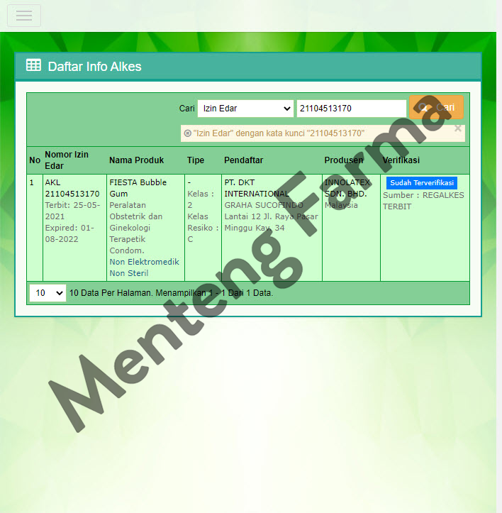 Kondom Fiesta Bubble Gum - Menteng Farma