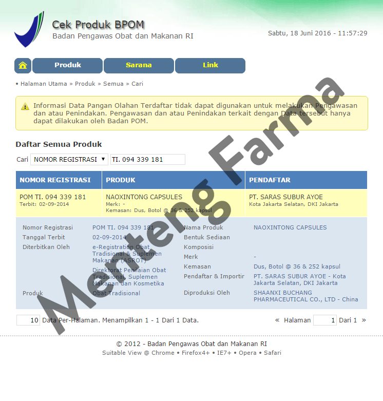 Buchang Naoxintong Botol Isi 252 Capsule - Obat Stroke dan Hipertensi - Menteng Farma