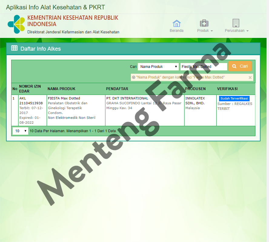 Kondom Fiesta Max Dotted - isi 12 - Menteng Farma