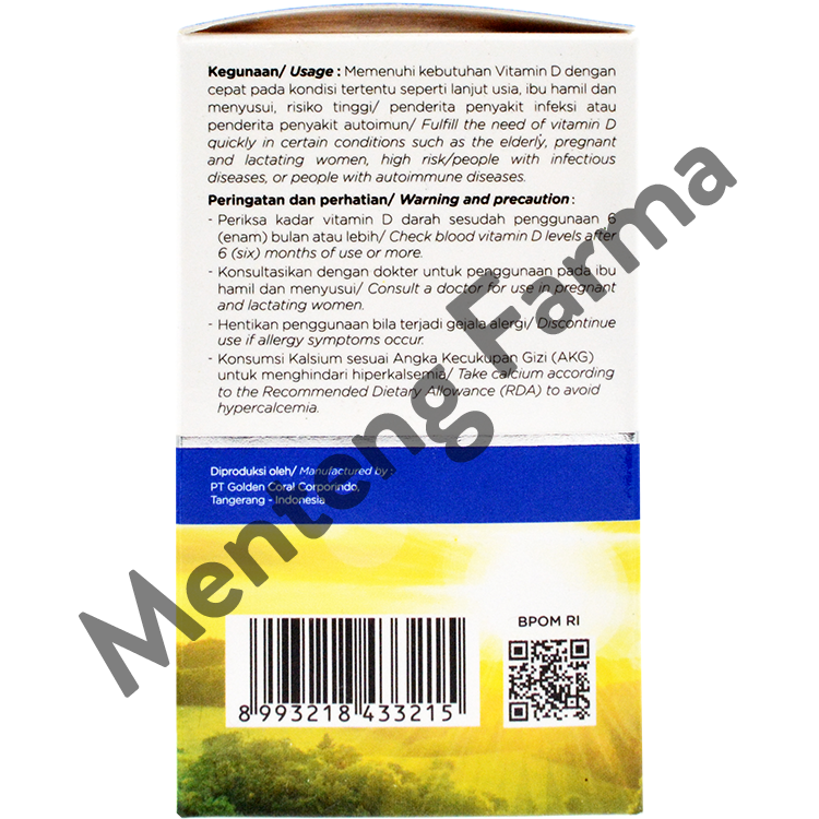H2 Vit D3 1000 IU 30 Kapsul - Suplemen Vitamin D3 Bantu Jaga Daya Tahan Tubuh - Menteng Farma